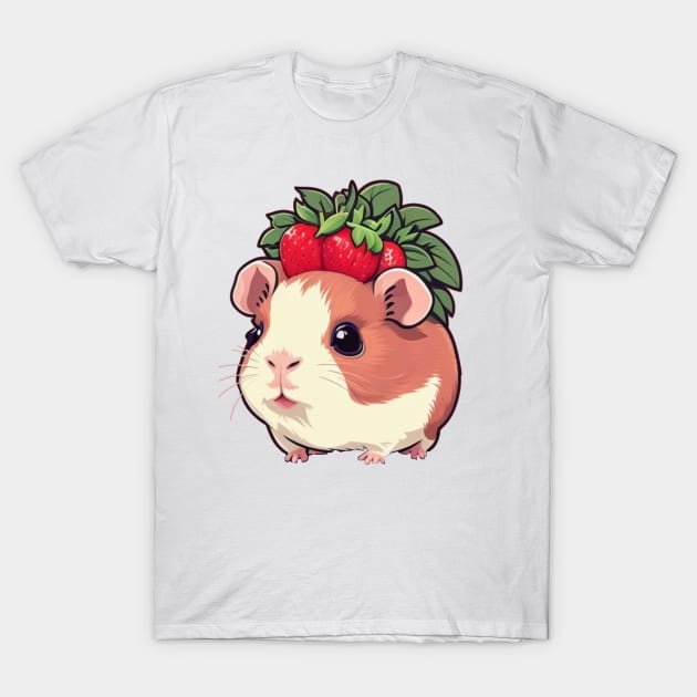 cute guinea pig with strawbeerys on head T-Shirt by Majkel&Majkel